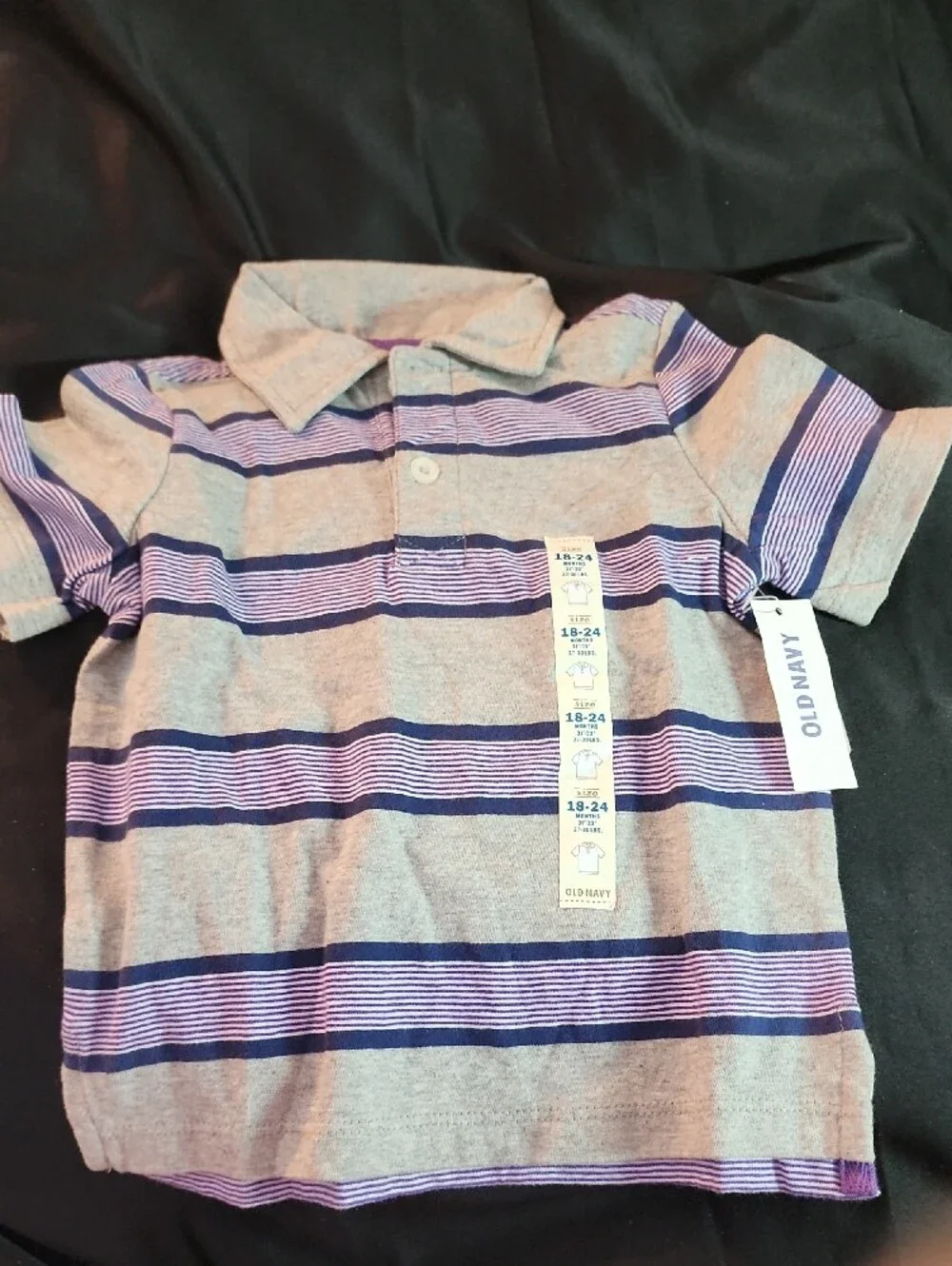 Old Navy White Kids Polo with Purple-Striped Polo & Yellow Graphic Tee Bundle